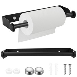 Stainless Steel Kitchen Roll Holder Wall Mounted, Kitchen Paper Roll Holder Wall Mounted Paper Towel Holders for Kitchens Bathrooms Living Rooms, with Screw Accessories (Black)