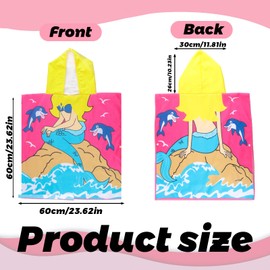 Hillylolly Children's Beach Towel with Hood, Bath Towel Children's Poncho, Towel Poncho Children's Microfibre, 90 x 60 cm, Poncho Swimming Children, for Girls Boys 2-8 Years (Mermaid)