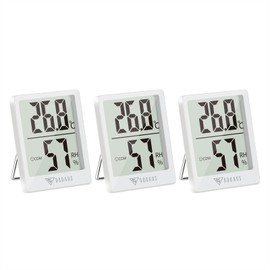 DOQAUS Room Thermometer Indoor Hygrometer Thermometer, 3 Pack Mini Room Temperature Humidity Meter with Comfort Icon for Home Office Baby Nursery Bedroom, White