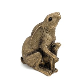 The Leonardo Collection Reflections Bronzed Hare&Baby Figurine For Home & Office | Home Decor Ornaments Gift For Women & Men | Beautiful Figurine For Indoor & Outdoor | Living Room Decor Ornaments