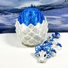 3D Printed Baby Dragon with Dragon Egg, 6" Articulated White