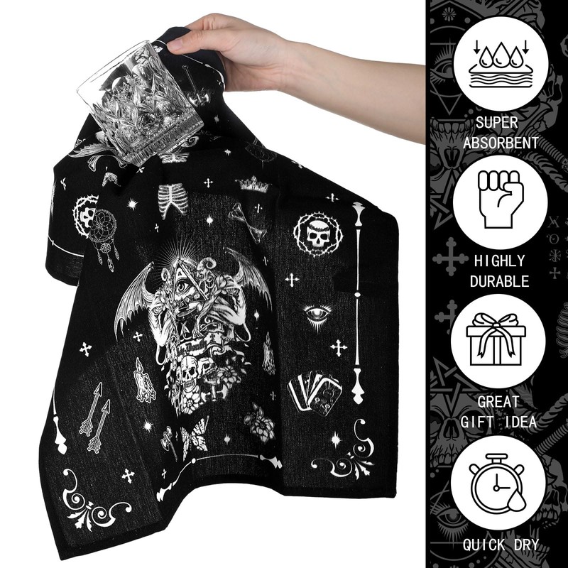 Bencailor 6 Pcs Gothic Kitchen Towels Ghost Skull Skeleton Star