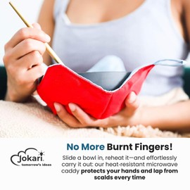 Jokari Hot Bowl Holders are Microwavable and Combine Benefits of a Hotpad and Cozy for a Hot, Warm or Even Cold Soup Bowl or Pot. Stabilizer and Hugger Shaped for Large and Small Bowls for Easy Eating