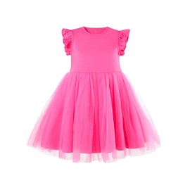 Hvididan Toddler Tutu Dress Rose Pink, 3-4 T Girls Ruffle Tulle Dresses Cute Summer Party Princess Sundress
