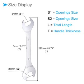 CoCud Thin Ring Spanner Metric 24mm x 27mm Double Sided Slim Key - (Applications: for Thin Nuts, Tight Spaces) 1 Piece