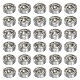 sourcing map 30pcs 604ZZ Deep Groove Ball Bearings 4mm Bore 12mm OD 4mm Thick Carbon Steel Double Shielded Z1 Bearing for Motors