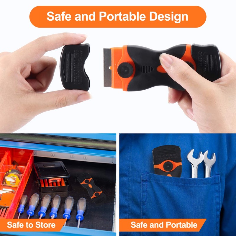 2PACK Razor Blade Scraper, 2-in-1 Scraper Tool with 12Pcs Plastic