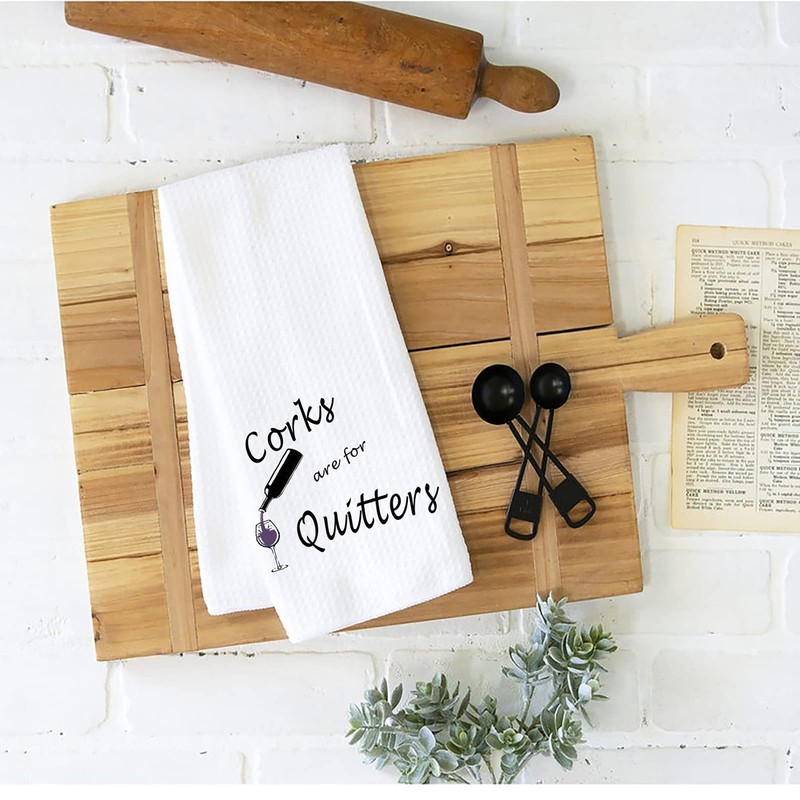 Corks are for Quitters Wine Lover Gift Hostess Towel Dish