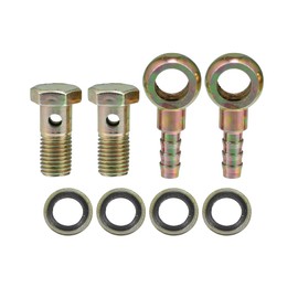 A ABSOPRO Banjo Bolt M12x1.5 8mm Banjo Hose Barb Bolt Fitting Brake Line Fitting Adapter Fitting with Copper Washer for Motorcycle Car 2 Sets