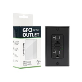 1-Pack 20 Amp GFI Electrical GFCI Outlet Self-Test Tamper Resistant (TR) Weather Resistant (WR) Ground Fault Receptacle with LED Indicator UL Listed Standard Wall Plate Included Black