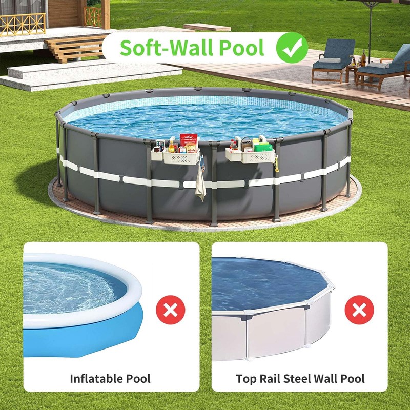 Poolside Storage Basket with Cup Holders – Above Ground Pool