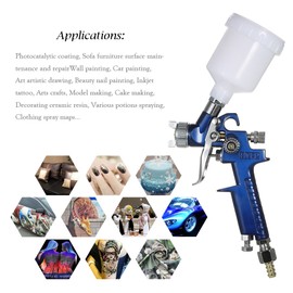 1.0mm Mini HVLP Air Sprayer Airbrush Kit Paint Spraying Tool Gravity-Feed Air Brush Set Auto Car Painting for Spot Repairing