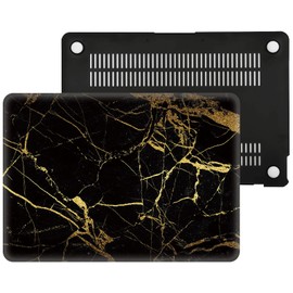 AMCJJ Compatible with MacBook Air 13 Inch Case 2022 2021 2020 Release A2337 M1/A2179 with Retina & Touch ID, Plastic Hard Shell Case & Keyboard Cover & Screen Protector - Black Gold Marble
