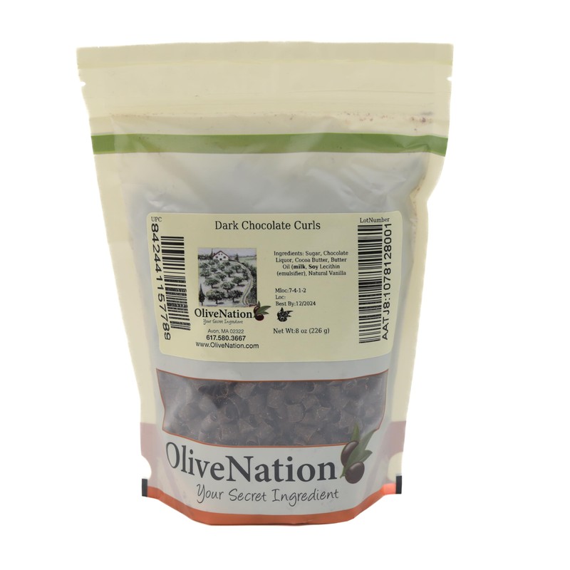 Dark Chocolate Shaved Curls, OliveNation Dark Chocolate Curls, Elegant Belgian