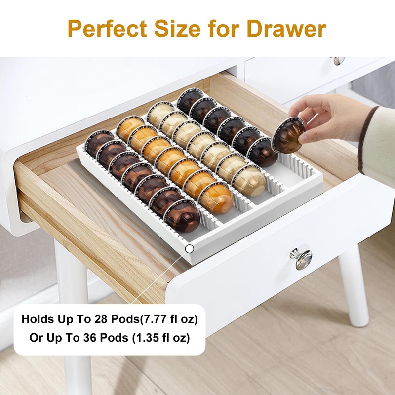MinBoo Bamboo Coffee Capsule Storage Drawer Tray, Bamboo Drawer Insert