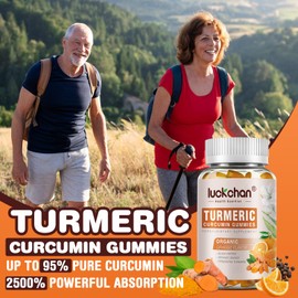 Turmeric Curcumin Gummies with Ginger & Black Pepper Herbal Supplement-160 Count for Adults and Kids, 2400mg - Tumeric Gummy Supplements Vegan, Organic, Gelatin-Free 4 Pack