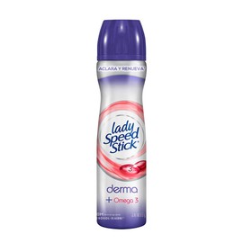 Lady Speed Stick Desodorante Antitranspirante Derma y Omega 3 en Aerosol 91 g. Brinda 48 Horas de Protección Efectiva. Aclara y Renueva tu Piel, 0% Alcohol