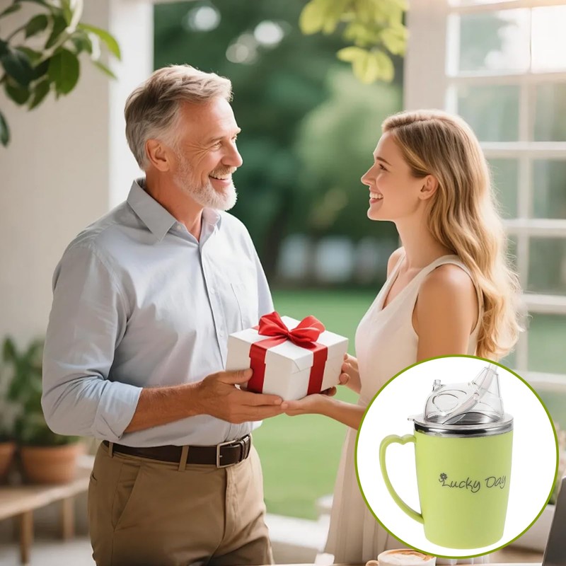 350ml Sippy Cup with Straw, Green Beakers for Elderly 3-in-1