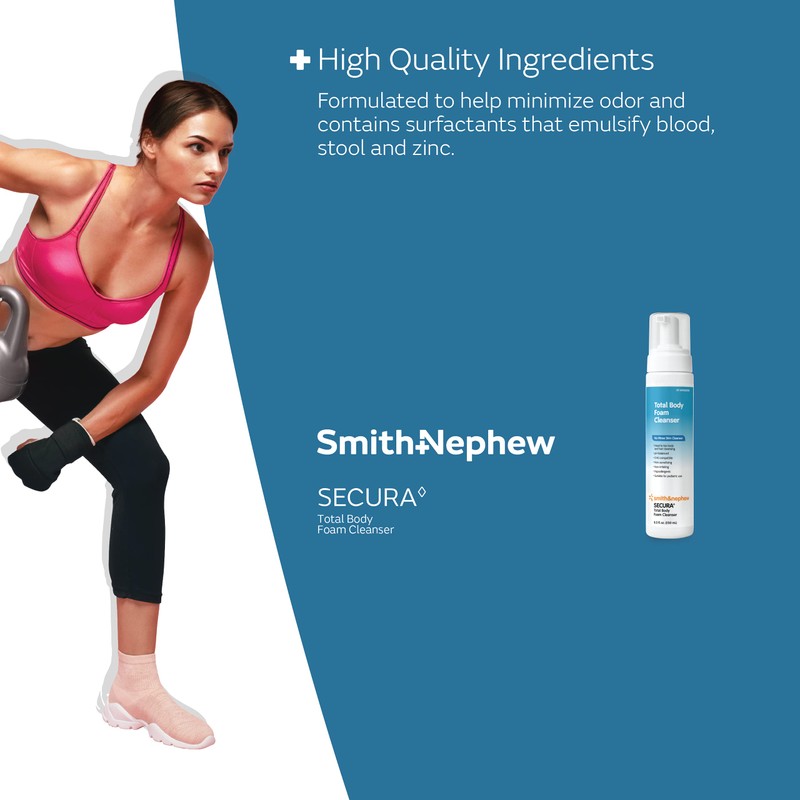 Smith+Nephew SECURA◊ Total Body Foam Cleanser, Foaming Waterless Body Cleanser,