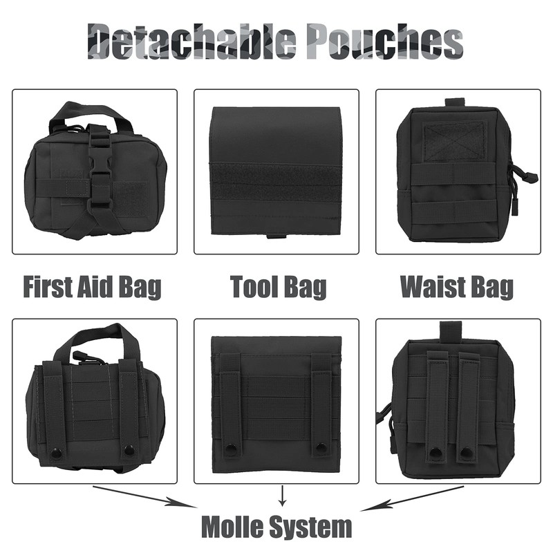 AIWAI Tactical Dog Harness with Pouches,Dog Vest Harness for Large
