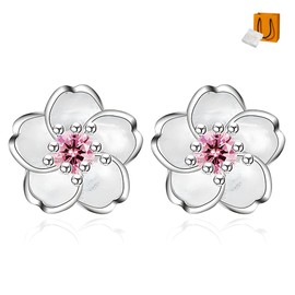 Privie Women's Earrings, Cherry Blossoms, Flowers, Pink, 925 Silver, Cute, Stylish, Popular, Korean Fashion, Hypoallergenic, Gift, Gift, Birthday, Anniversary, Girlfriend, Wife, Friends, Elegant