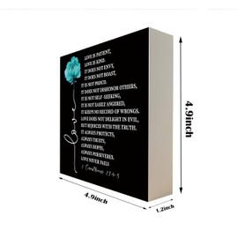 Christian Wood Signs, Bible Verse 1 Corinthians 13:4-8 Wood Signs, Box Sign Decor Tabletop, Sweet Home Decor, Christian Shelf Decor, Box Signs with Love Quotes, Plaque for Anniversary, Wedding Gift F