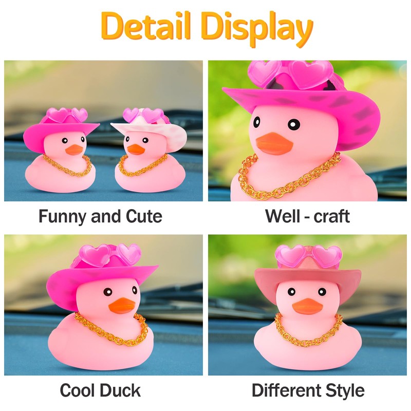 wonuu Pink Rubber Duck with Heart-Shaped Sunglasses Car Ducks Small