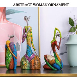 DUNAKE Statues Figures Art, Sculpture Decoration Woman, Resin Colorful Women Bookshelf Decor Accessories Abstract Sculpture Art Decorations For Living Room Table Garden Decorations For Women (Color :