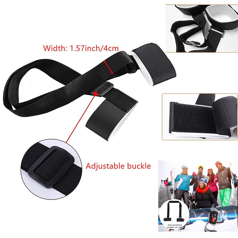 2 Pack Ski Carrier Straps Adjustable Shoulder with Cushioned Ski