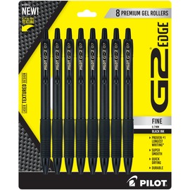 Pilot, G2 Edge Premium Gel Roller Pens, Fine Point 0.7 mm, Gel Pens Black Ink, Pack of 8 Count (Pack of 1) - Ideal for School, Journaling & Office Writing