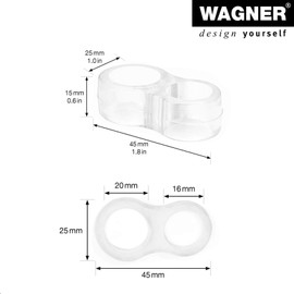 WAGNER Door Handle / Window Buffer Double Ring Set of 4 45 x 25 x 15 mm Unusual Wall Buffer Transparent for All Doors with Latches Diameter 16 - 20 mm Diameter to Attach – 15526004