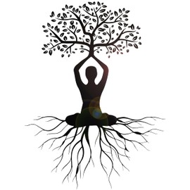 Vinyl Wall Decal Meditation Lotus Pose Roots Zen Yoga Room Stickers Mural Large Decor (g7612) Black