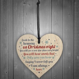 RED OCEAN Christmas Tree Memorial Decoration Bauble Handmade Wooden Hanging Heart Sign Plaque Rememberance Keepsake