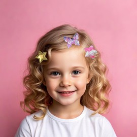 Hair Accessories for Girls 16 Pcs Hair Clips for Toddler Little Girls Cute Heart Butterfly Flower Star Crown Shaped Barrettes and Pins