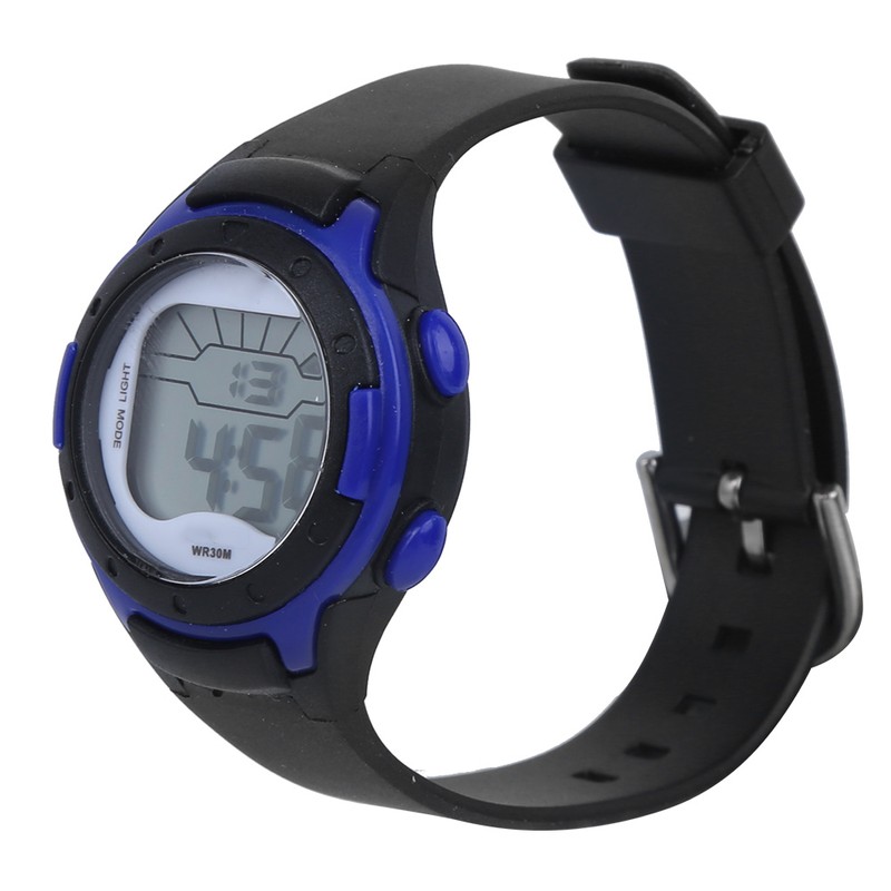 Electronic Watch Children Sports 3ATM Waterproof PU Strap Wrist WatchBlack