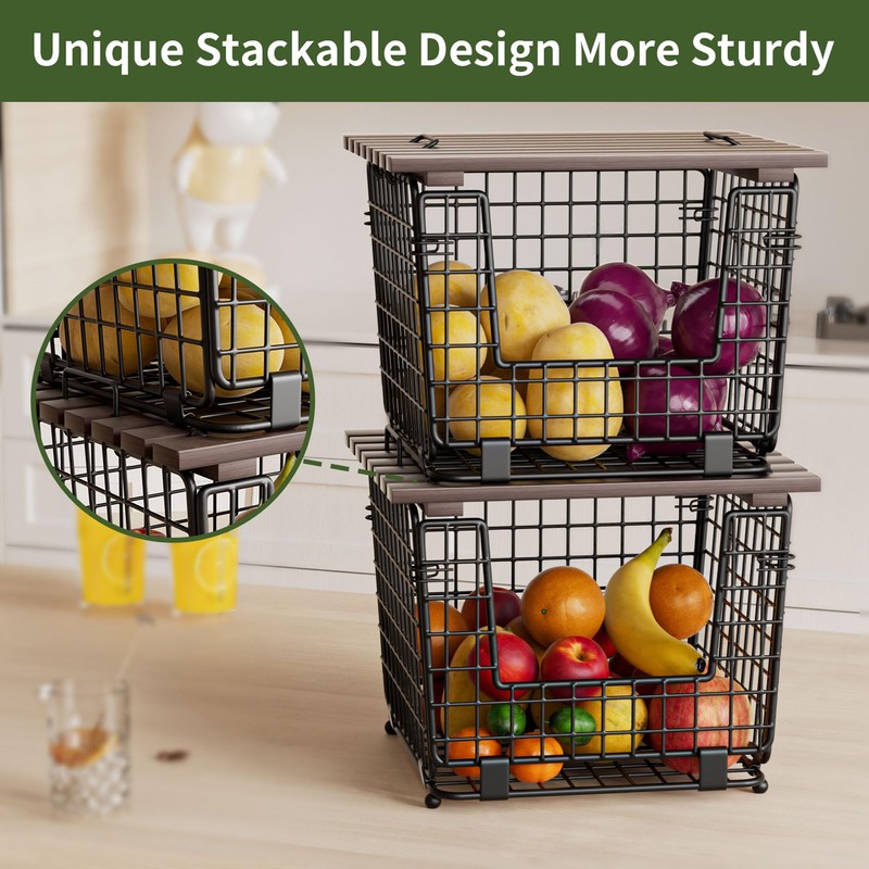 GGIU Wire Storage Basket For Kitchen Pantry and Counter -