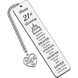 CGBOOM Inspirational Bookmark Happy 21st Birthday Keepsake Gifts for Her Him, Silver