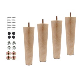 Seimneire 4pcs 7 Inch Wood Furniture Legs, Straight Conical Solid Wood Sofa Legs, Mid-Century Style Furniture Feet for Sofa Cabinet Table Cupboard Couch Ottoman Home DIY Projects