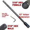 Hole Saw Arbor Extension 22" Long 7/16" Hex Male to