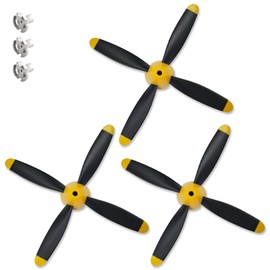 3 Sets of High-Performance 4-Blade Propeller Spares for P51 Mustang RC Plane 4 Channel Remote Control Airplane Models, Including Carbon Fiber Nose Cone, Propeller Savers