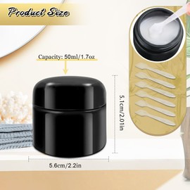 6 Pcs Black Ultraviolet Glass Jar Refillable Cream Storage Bottle Cosmetic Sample Container for Lotion Cream Oil Craft Coffee Bean - 50ml/1.7oz