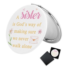 Sister Gifts for Women Girls Compact Travel Mirror Stocking Stuffers Gift for Women Birthday Gift Unique Sisters Gifts from Sister Brother for New Year Valentines Wedding Graduation Christmas