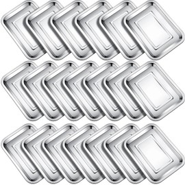 20 Pieces Baking Sheets Baking Tray for Oven Stainless Steel Nonstick Cookie Sheet Baking Pan Toaster Oven Tray 11 x 8 x 0.8 Inch Small Baking Pans Non Toxic and Healthy, Easy Clean, Dishwasher Safe