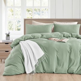 KASYLAN Duvet Cover Set - Washed Microfiber Bedding Set with Zipper Closure, Soft and Comfortable with Pillow case - Bedding Quilt Cover Set (Single, Aqua)