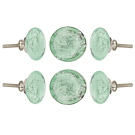 Set of 6 Crystal Glass Knobs Decorative Knobs for Home Kitchen Cabinet Cupboard Glass Door Dresser Wardrobe and Drawer Pulls by Perilla Home (Light Green)
