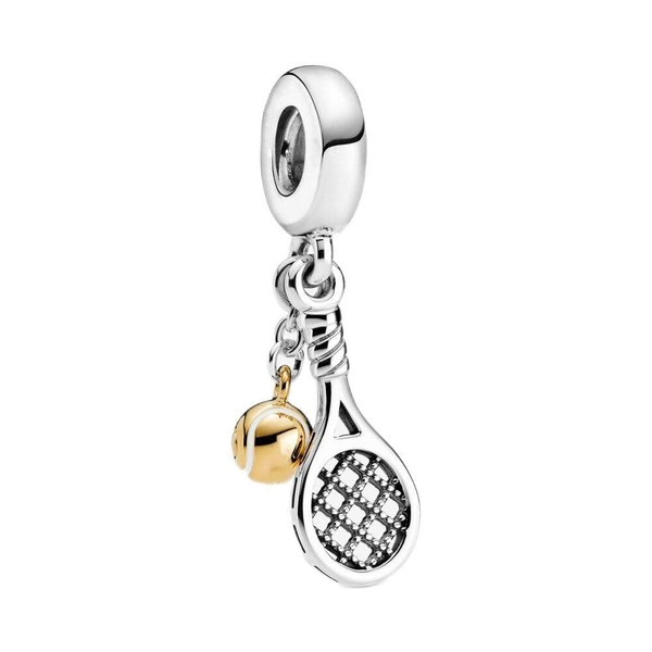 Lkwrideiny Tennis rackets and tennis balls Charm 925 Sterling Silver