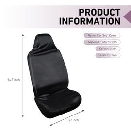 Bawkars 2 PCS Car Seat Cover, Washable Front Seat Protective Covers, Waterproof Polyester Oxford Seat Protector, Fit for Cars SUVs Trucks (Black)