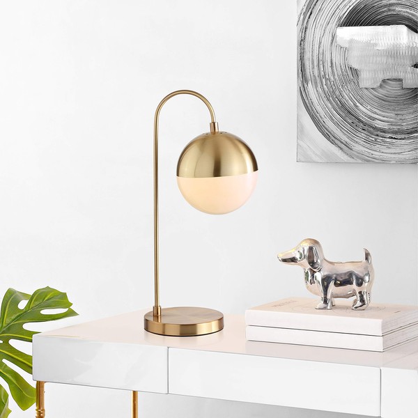Safavieh TBL4040A Lighting Collection Cappi Brass Gold Orb 21-inch Bedroom Living Room Nightstand Desk Home Office Task Table Lamp
