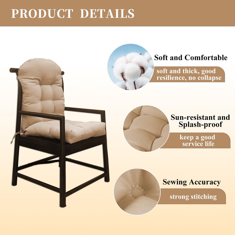 BCKNT Adirondack Chair Cushion, 48x20x5 Inches, Enlarged Thickened Rocking Chair