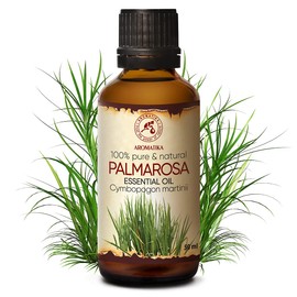 Palmarosa Essential Oil 50 ml - Cymbopogon Martini - Moisture Oil - Aromatherapy Oil for Diffusers and Oil Burners - Soap Making - Skin & Hair